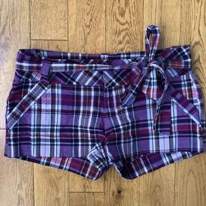 Adorable plaid shorts with tie belt